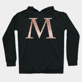 M rose gold glitter monogram letter Hoodie